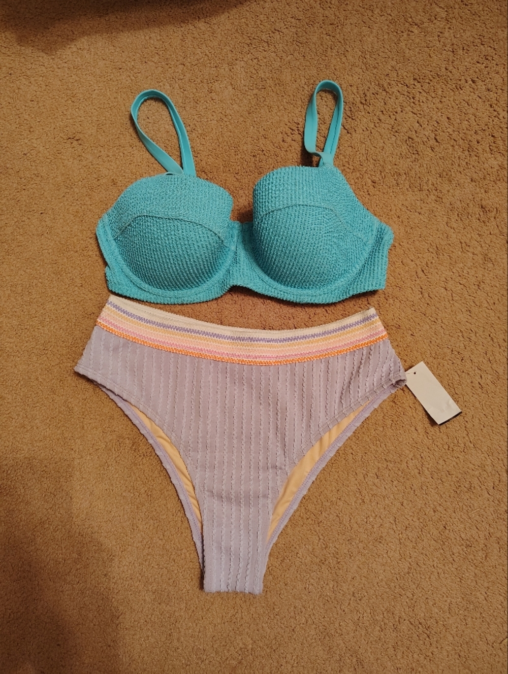 Kohl's Two-Piece Bikini Set - Turquoise Top & Lavender Bottom